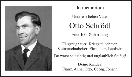 Traueranzeige von Otto Schrödl von Mittelbayerische Zeitung Kelheim