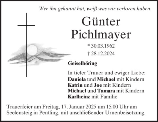 Traueranzeige von Günter Pichlmayer von Mittelbayerische Zeitung Regensburg